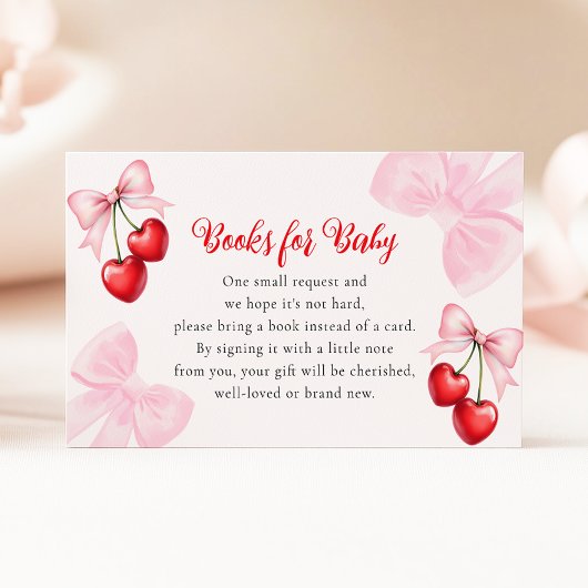 Carte D'accompagnement Livres de Baby shower de cerisier de Bow rose pour