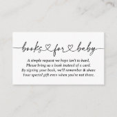 Carte D'accompagnement Livres de Baby shower de script moderne pour bébé (Devant)