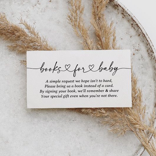 Carte D'accompagnement Livres de Baby shower de script moderne pour bébé