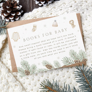Carte D'accompagnement Livres de Baby shower d'hiver pour bébé