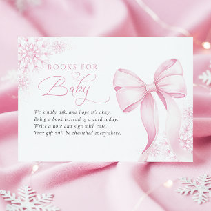 Carte D'accompagnement Livres de Baby shower d'hiver rose pour bébé