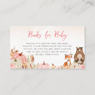 Carte D'accompagnement Livres de Baby shower en bois rose Citrouille pour