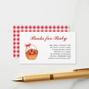 Carte D'accompagnement Livres de Baby Shower Fille aux Fraises Pour Bébé