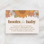 Carte D'accompagnement Livres de Baby shower Floral Retro pour bébé<br><div class="desc">Demandez un livre pour votre petite cuisine avec cette carte d'insertion "Livres pour bébé",  avec un fleur sauvage rétro aux couleurs chaudes.</div>