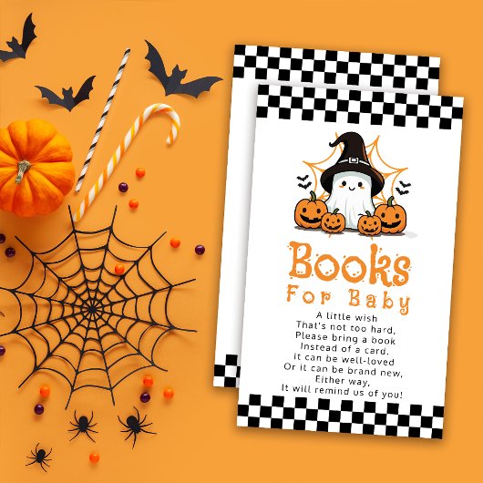 Carte D'accompagnement Livres de Baby shower Halloween Ghost pour bébé