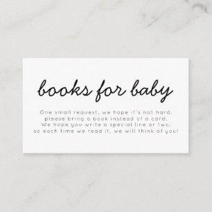 Carte D'accompagnement Livres de Baby Shower Manuscrits Noir et Blanc Pou