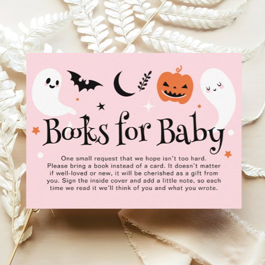 Carte D'accompagnement Livres de Baby shower Pink Halloween pour bébé