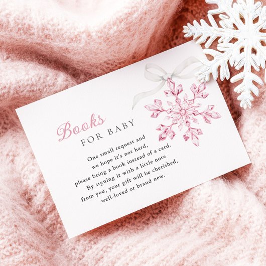 Carte D'accompagnement Livres de Baby shower Pink Snowflake pour bébé