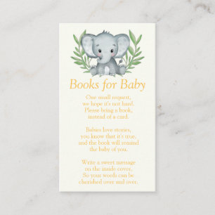 Carte D'accompagnement Livres de Baby shower pour bébé avec éléphant de v