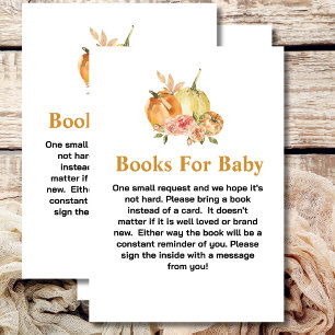 Carte D'accompagnement Livres de baby shower pour bébé citrouille rose fl