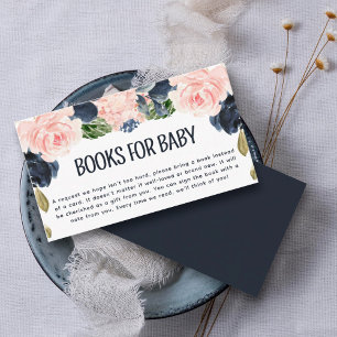 Carte D'accompagnement Livres de baby shower pour bébé rose Marine Floral