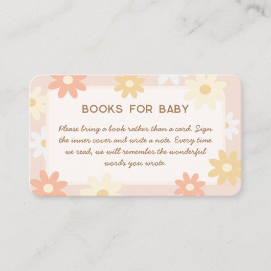 Carte D'accompagnement Livres De Baby shower Simple Retro Boho Daisy Pour (Devant)