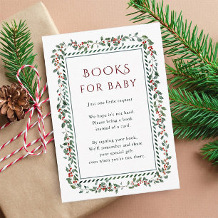 Carte D'accompagnement Livres de baie de houx de Noël pour Baby Shower