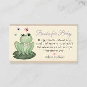 Carte D'accompagnement Livres de bébé de douche de bébé grenouille beige