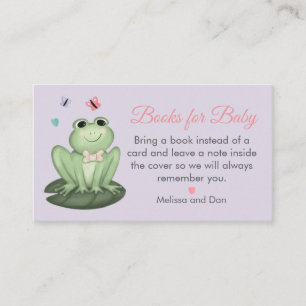 Carte D'accompagnement Livres de bébé de douche de bébé grenouille lavand