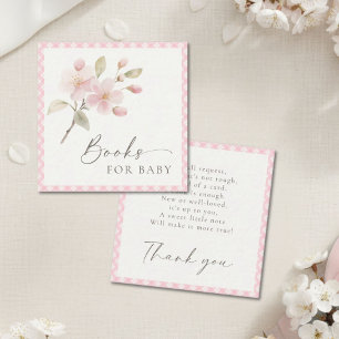 Carte D'accompagnement Livres de Bébé pour Baby Shower à Carreaux Roses