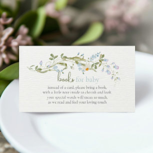 Carte D'accompagnement Livres de bébé pour baby shower sur les fleurs sau