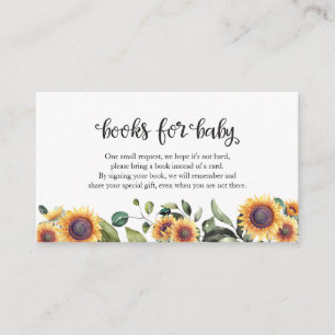 Carte D'accompagnement Livres de bébé pour Baby Shower Tournesol Verdure 