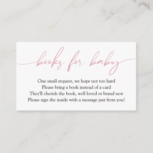 Carte D'accompagnement Livres de calligraphie rose pour la demande bébé (Devant)
