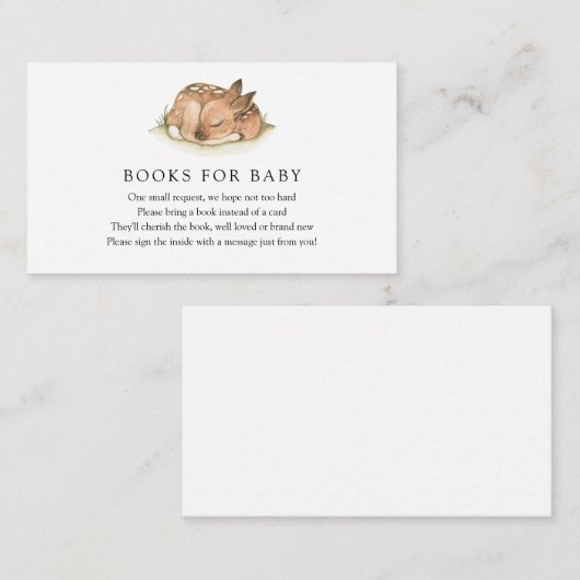 Carte D'accompagnement Livres de cerfs de Woodland pour Baby insert card (Devant / Derrière)