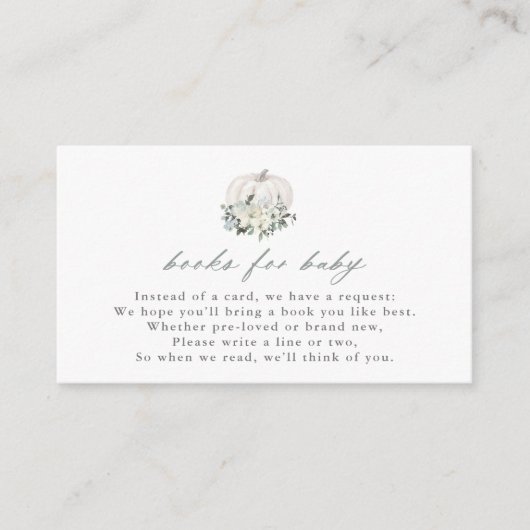 Carte D'accompagnement Livres de Citrouille blanc et de fleurs pour boîti (Devant)