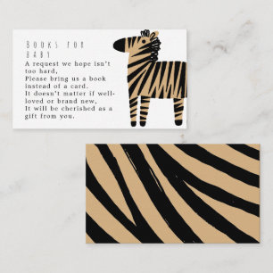Carte D'accompagnement Livres de douche pour bébé beige zèbre mignon pour