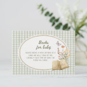 Carte D'accompagnement Livres de douche pour bébé encadrés de ruban vert  (Debout devant)