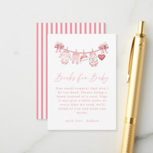 Carte D'accompagnement Livres de douche pour bébé fille rose mignonne