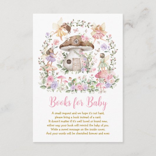Carte D'accompagnement Livres de Fée de Forêt Enchantée pour Bébé Fille (Devant)