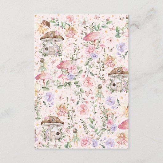 Carte D'accompagnement Livres de Fée de Forêt Enchantée pour Bébé Fille (Dos)