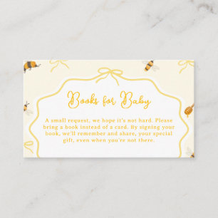 Carte D'accompagnement Livres de fête de bébé abeille à ruban jaune pour
