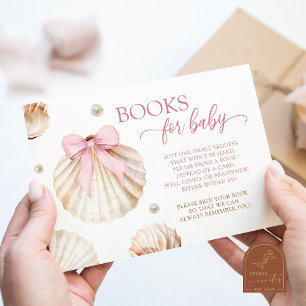 Carte D'accompagnement Livres de fête de naissance pour bébé fille ruban