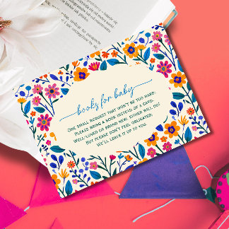 Carte D'accompagnement Livres de fête mexicaine floraux pour bébé