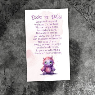 Carte D'accompagnement Livres de fille de petit monstre d'Halloween pour