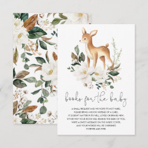 Carte D'accompagnement Livres de fleurs blanches de cerf neutre pour bébé
