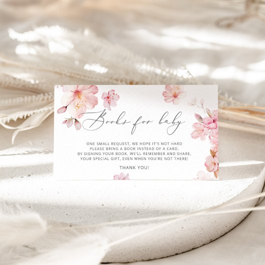 Carte D'accompagnement Livres de fleurs de cerisiers pour billet bébé