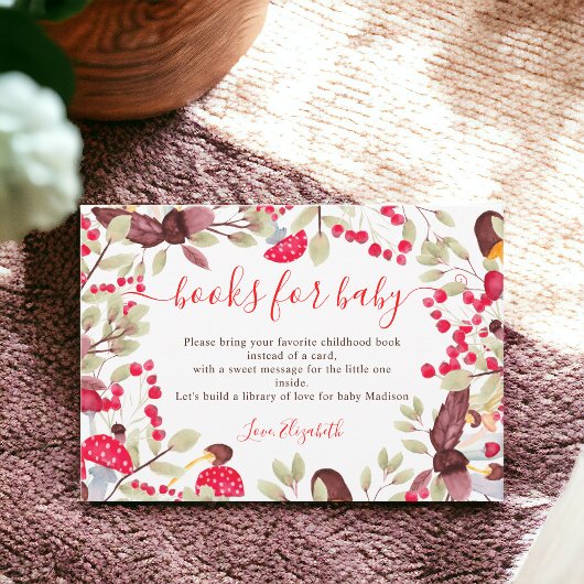 Carte D'accompagnement Livres de forêt de champignons mignons pour baby s