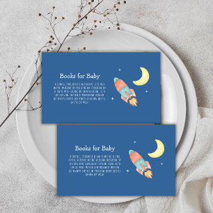 Carte D'accompagnement Livres de fusée bleus sur la lune pour la baby sho