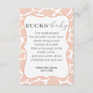 Carte D'accompagnement Livres de girafe fille bébé rose pour bébé