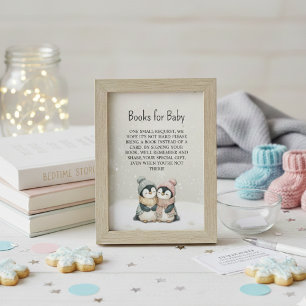 Carte D'accompagnement Livres de jumeaux manchots pour Baby Shower