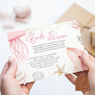 Carte D'accompagnement Livres de la mer rose pour bébé