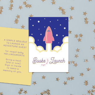 Carte D'accompagnement Livres de lancement de fusée pour bébé rose et ble