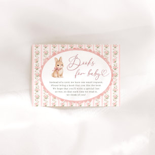 Carte D'accompagnement Livres de lapin floral rose pour bébé