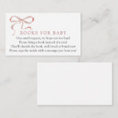 Carte D'accompagnement Livres de livres rose pour la demande bébé (Devant / Derrière)