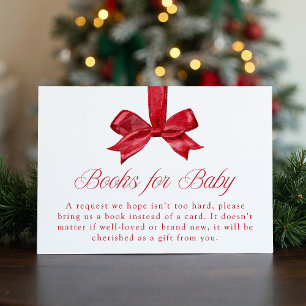 Carte D'accompagnement Livres de Noël à ruban rouge élégant pour bébé