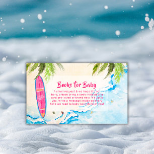 Carte D'accompagnement Livres de plage d'arbre de palme rose pour Baby Sh