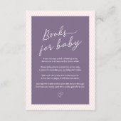 Carte D'accompagnement Livres de script blanc violet rose pour bébé (Devant)