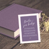 Carte D'accompagnement Livres de script blanc violet rose pour bébé