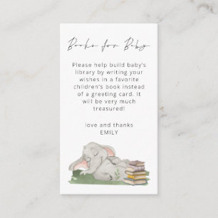 Carte D'accompagnement Livres de script Eléphant Cute pour Baby shower