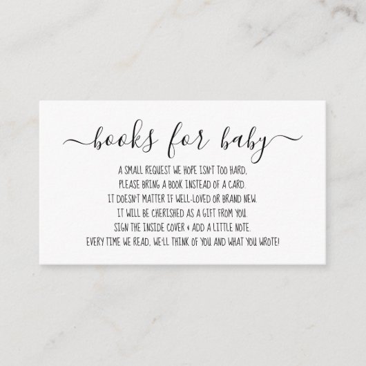 Carte D'accompagnement Livres de script minimes simples pour Baby shower  (Devant)